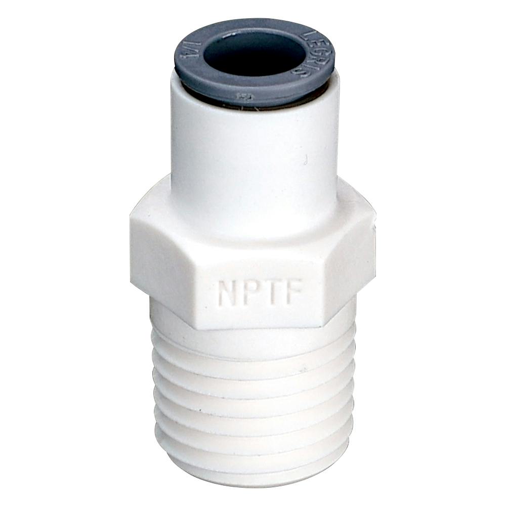 1/4" OD Push-to-Connect x 1/4" MNPTF White Nylon LIQUIfit® Male Connector
