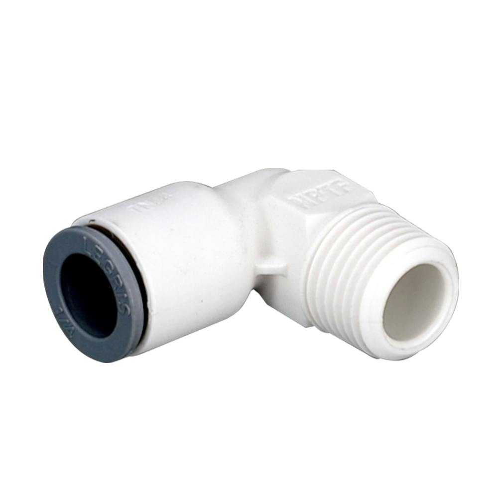 1/4" OD Push-to-Connect x 1/8" MNPTF White Nylon LIQUIfit® Fixed Elbow