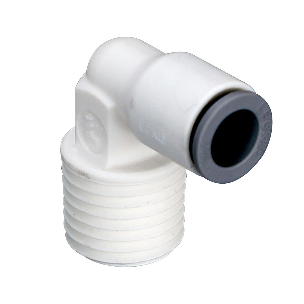 1/4" OD Push-to-Connect x 1/4" MNPTF White Nylon LIQUIfit® Fixed Elbow