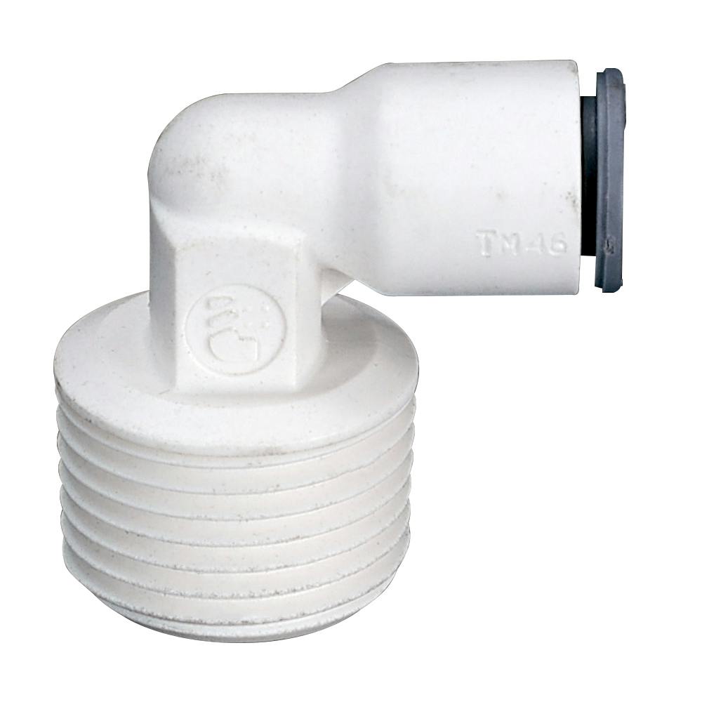 1/4" OD Push-to-Connect x 3/8" MNPTF White Nylon LIQUIfit® Fixed Elbow