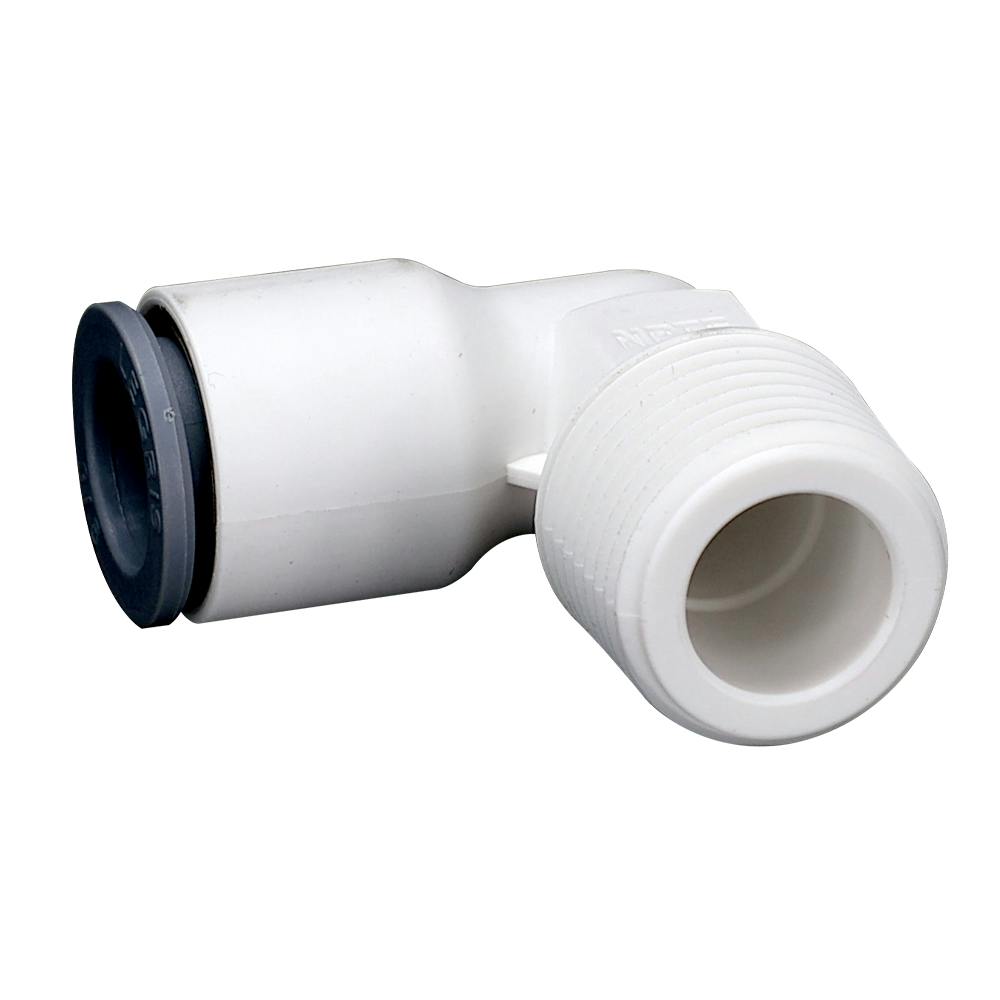 3/8" OD Push-to-Connect x 3/8" MNPTF White Nylon LIQUIfit® Fixed Elbow