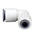 3/8" OD Push-to-Connect x 1/4" OD Push-to-Connect White Nylon LIQUIfit® Union Elbow