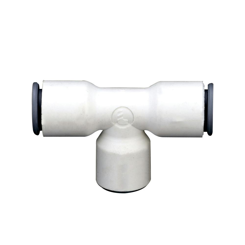 3/8" OD Push-to-Connect Run x 1/4" OD Push-to-Connect Stem White Nylon LIQUIfit® Union Tee