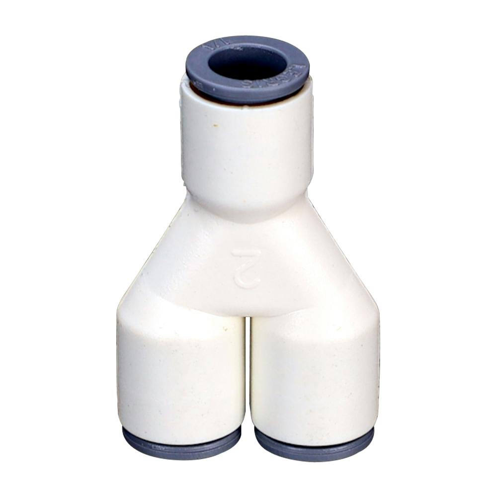 1/4" OD Push-to-Connect x 1/4" OD Push-to-Connect x 1/4" OD Push-to-Connect White Nylon LIQUIfit® Union Y