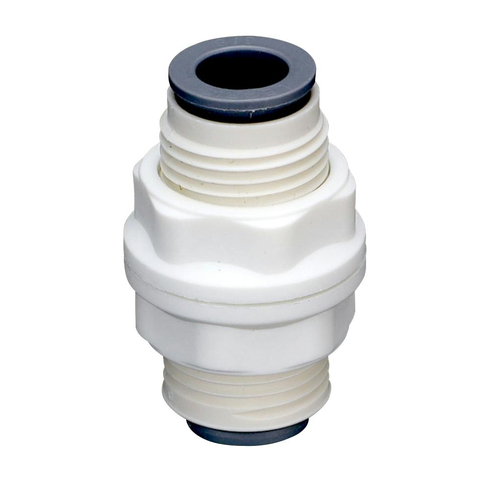 3/8" OD Push-to-Connect x 3/8" OD Push-to-Connect White Nylon LIQUIfit® Bulkhead Union - 3/4" Hole Size