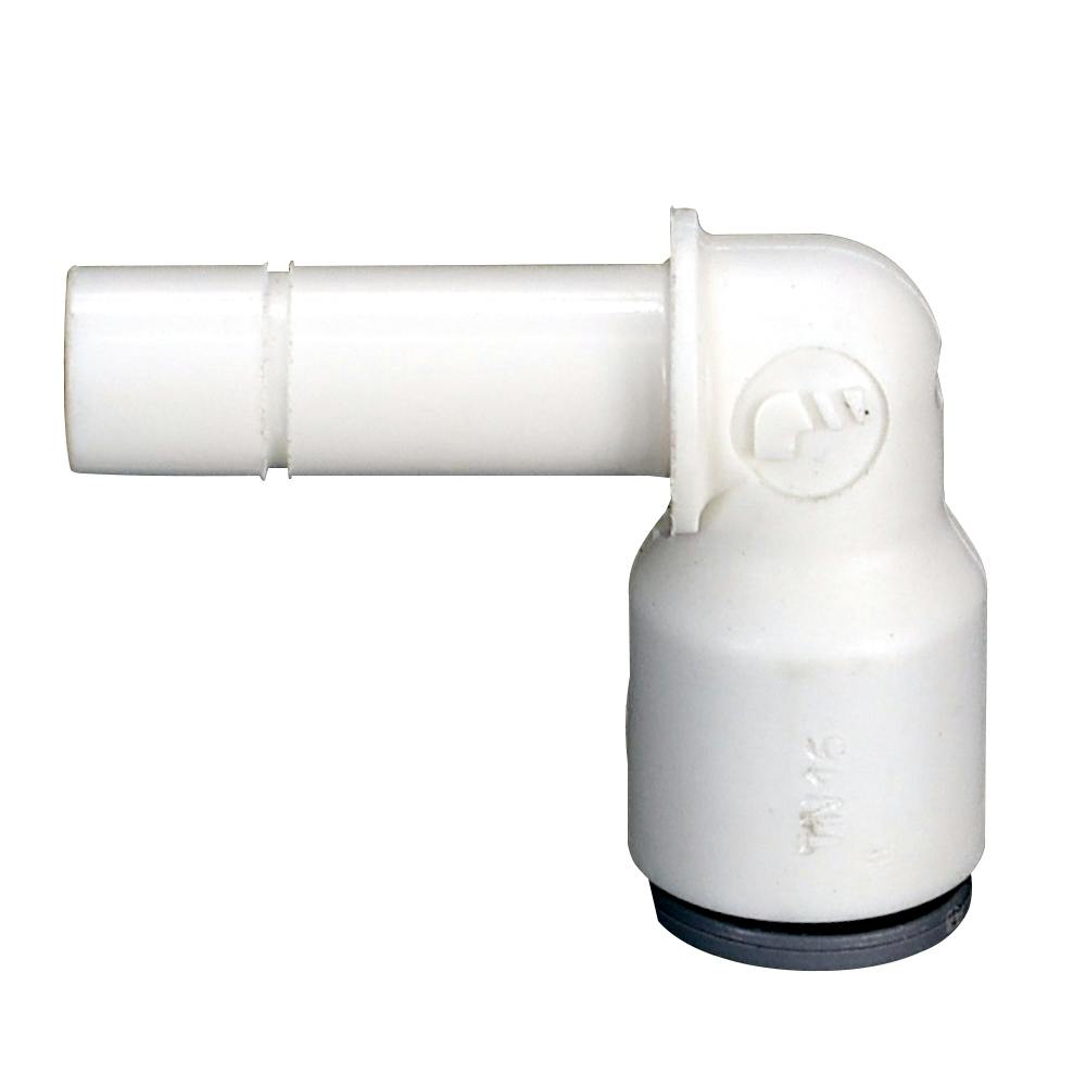 1/4" OD Push-to-Connect x 1/4" OD Stem White Nylon LIQUIfit® Plug-In Elbow