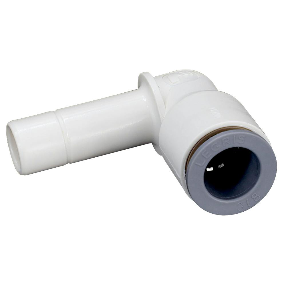3/8" OD Push-to-Connect x 3/8" OD Stem White Nylon LIQUIfit® Plug-In Elbow