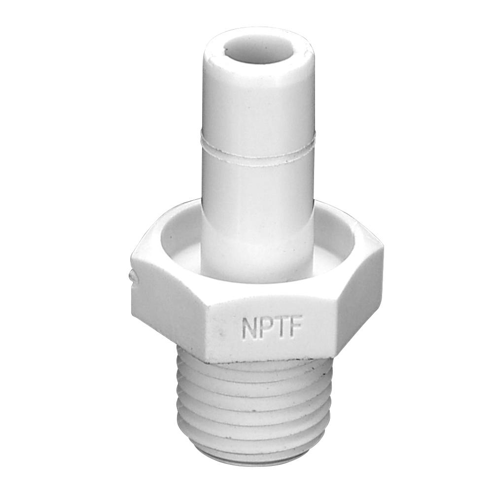 3/8" OD Stem x 1/4" MNPTF White Nylon LIQUIfit® Stem Adapter