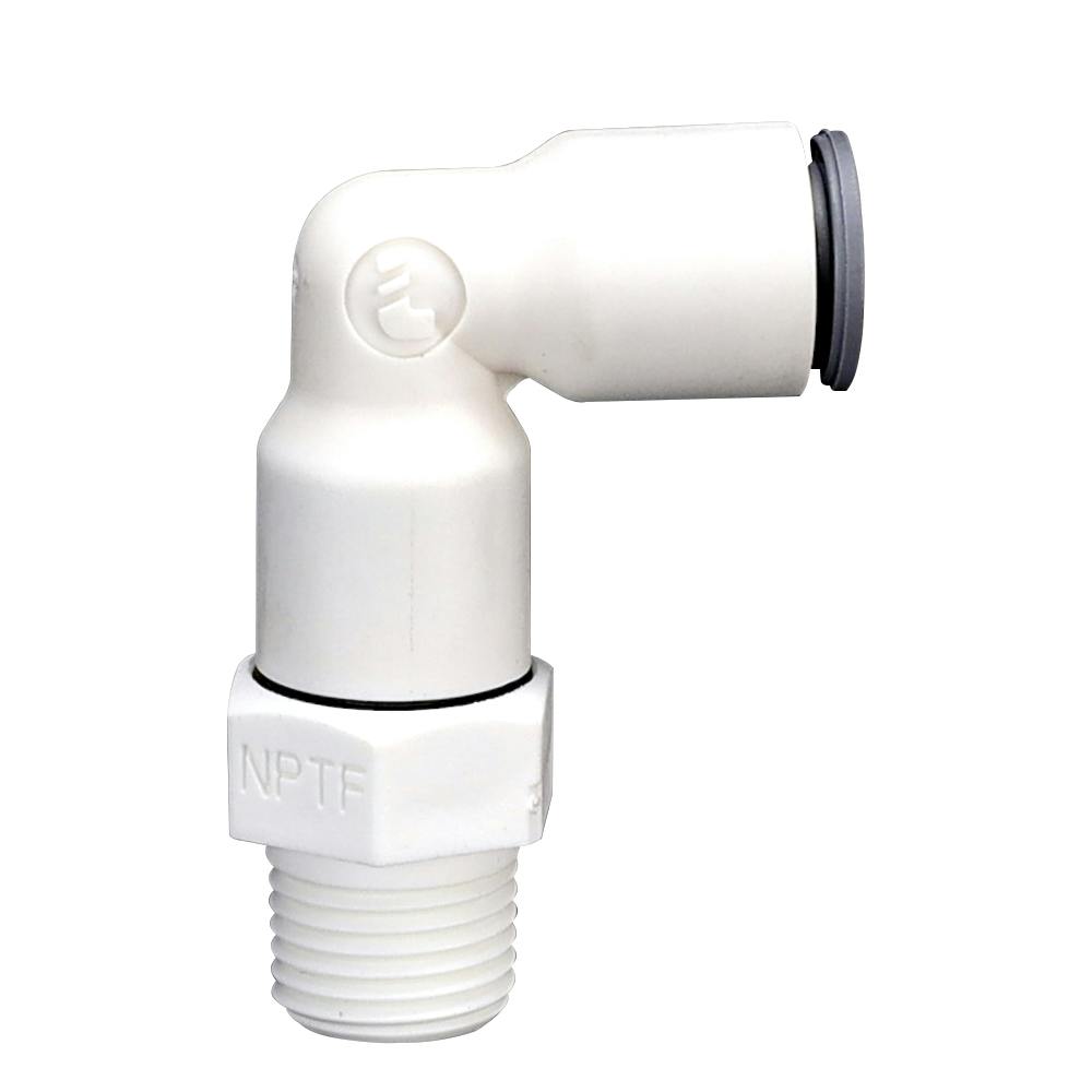 1/4" OD Push-to-Connect x 1/8" MNPTF White Nylon LIQUIfit® Swivel Elbow