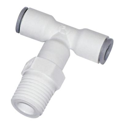3/8" OD Push-to-Connect x 3/8" MNPTF White Nylon LIQUIfit® Swivel Branch Tee