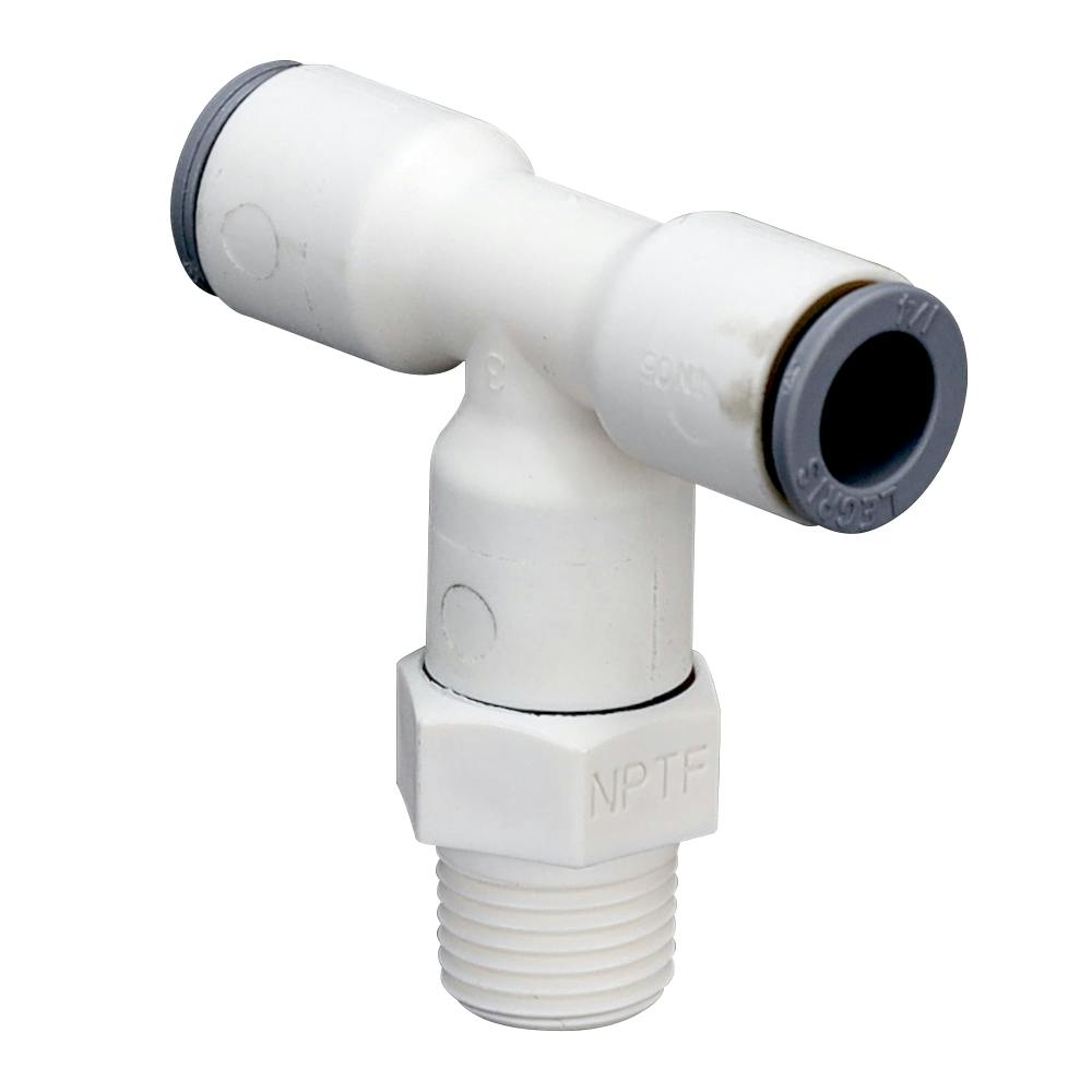 1/4" OD Push-to-Connect x 1/8" MNPTF White Nylon LIQUIfit® Swivel Branch Tee