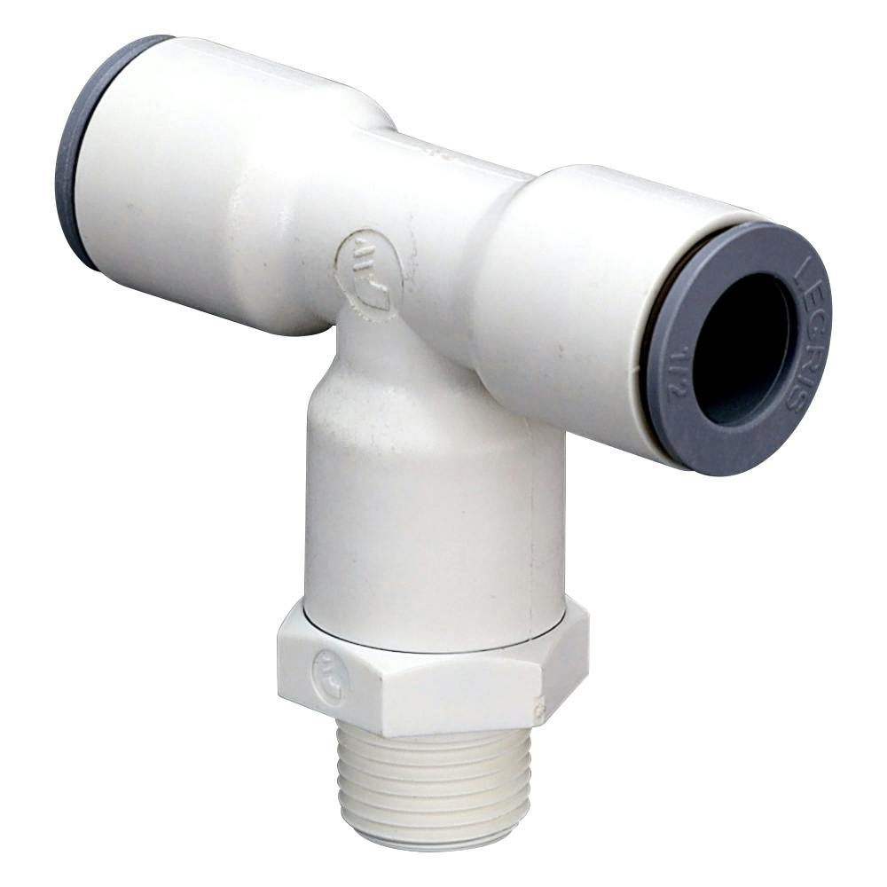 1/2" OD Push-to-Connect x 3/8" MNPTF White Nylon LIQUIfit® Swivel Branch Tee