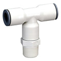 1/2" OD Push-to-Connect x 1/2" MNPTF White Nylon LIQUIfit® Swivel Branch Tee