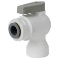 3/8" OD Push-to-Connect x 3/8" FNPTF White Polypropylene LIQUIfit® Female Elbow Two-Way Ball Valve