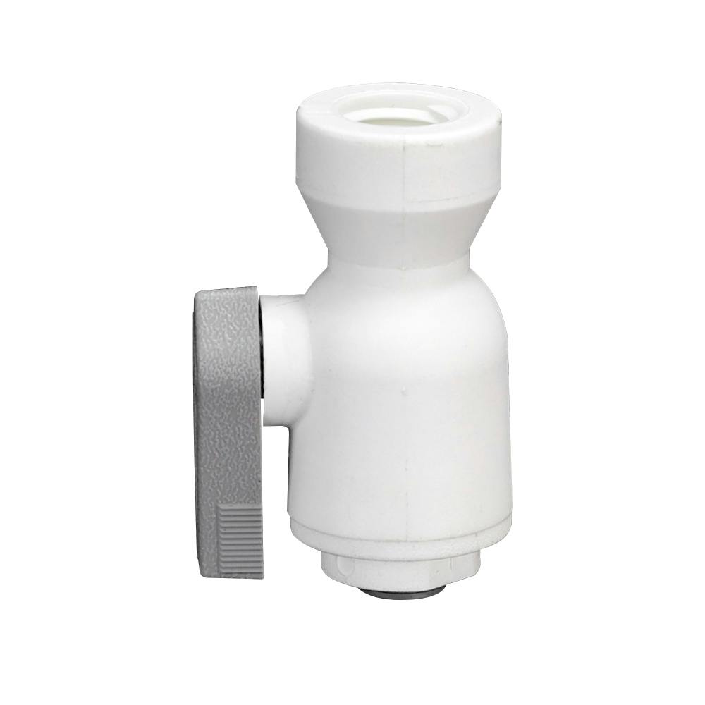 1/4" OD Push-to-Connect x 1/4" FNPTF White Polypropylene LIQUIfit® Female Connector Two-Way Ball Valve
