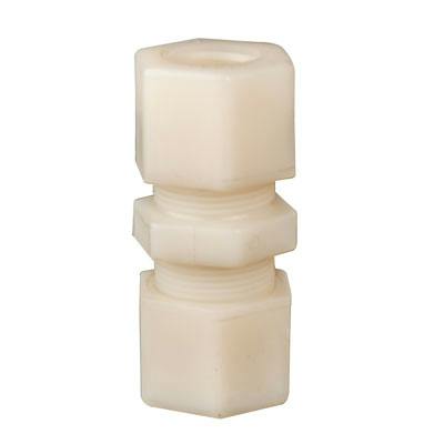 1/4" OD Compression x 1/4" OD Compression Kynar® PVDF JACO Union Connector with Plastic Gripper