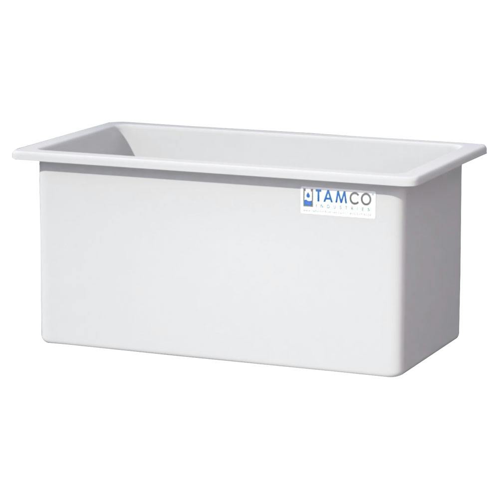 105 Gallon Natural LLDPE Rectangular Tamco® Heavy-Duty Tank with External Flange & 2" Polypropylene Bulkhead Fitting - 48" L x 24" W x 24" Hgt. (Cover Sold Separately)