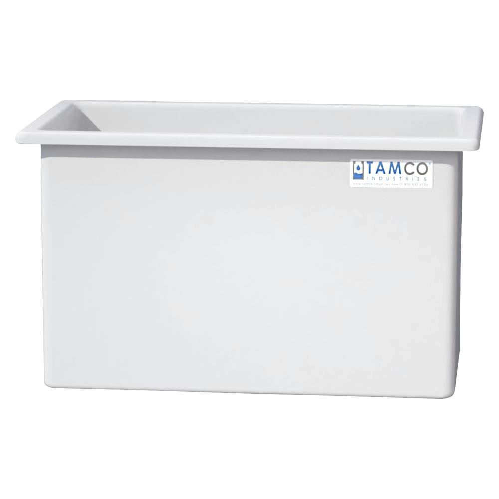 135 Gallon Natural LLDPE Rectangular Tamco® Heavy-Duty Tank with External Flange & 2" Polypropylene Bulkhead Fitting - 48" L x 24" W x 30" Hgt. (Cover Sold Separately)