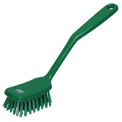 Green Polypropylene Vikan® Small Utility Hand Brush with Stiff Polyester Bristles
