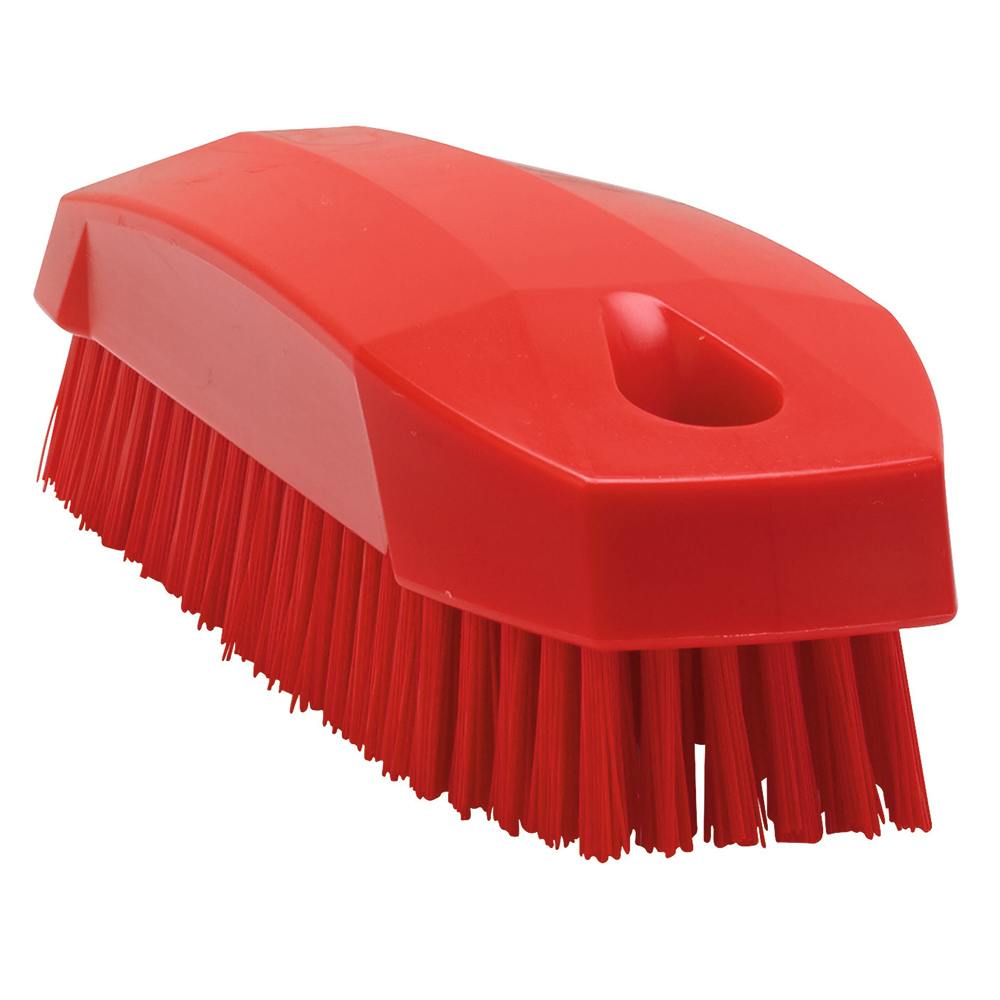Red Polypropylene Vikan® Hand & Nail Brush with Stiff Polyester Bristles