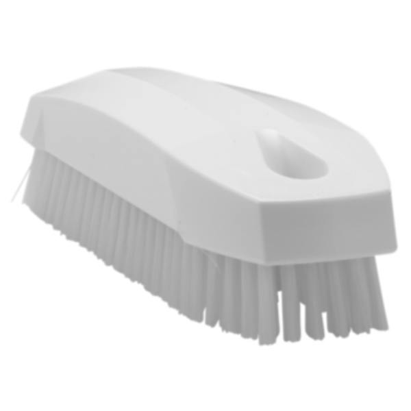 White Polypropylene Vikan® Hand & Nail Brush with Stiff Polyester Bristles