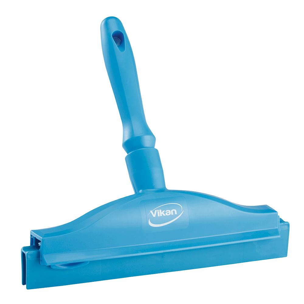 9.8" Blue Polypropylene Vikan® Hygienic Hand Squeegee with Double TPE Rubber Blades & Handle