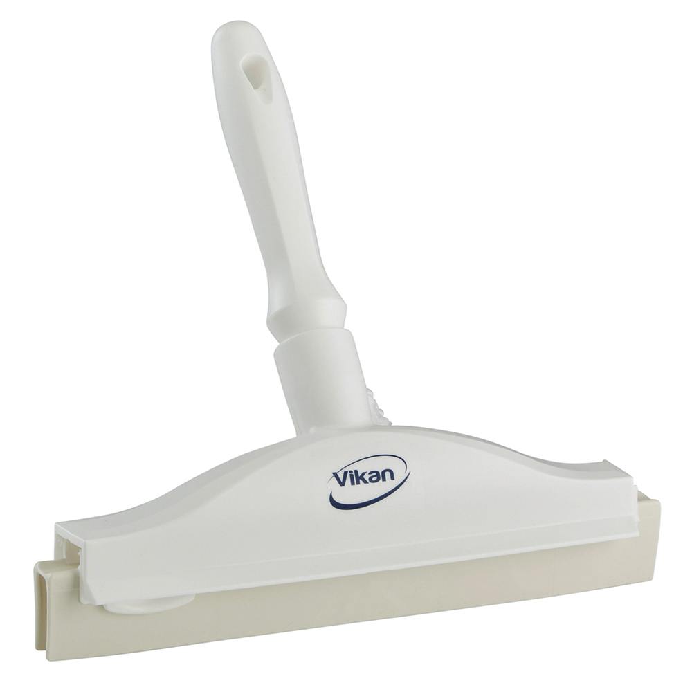 9.8" White Polypropylene Vikan® Hygienic Hand Squeegee with Double TPE Rubber Blades & Handle