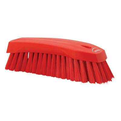 Red Polypropylene Vikan® Scrub Brush with Stiff Polyester Bristles