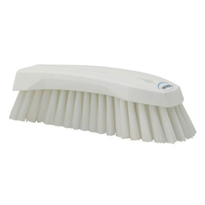 White Polypropylene Vikan® Scrub Brush with Stiff Polyester Bristles