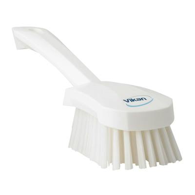 White Polypropylene Vikan® Hand Brush with Stiff Polyester Bristles & Short Handle