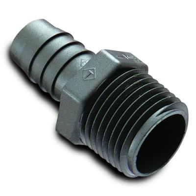 3/4" MNPT x 5/8" Hose ID Black HDPE Adapter