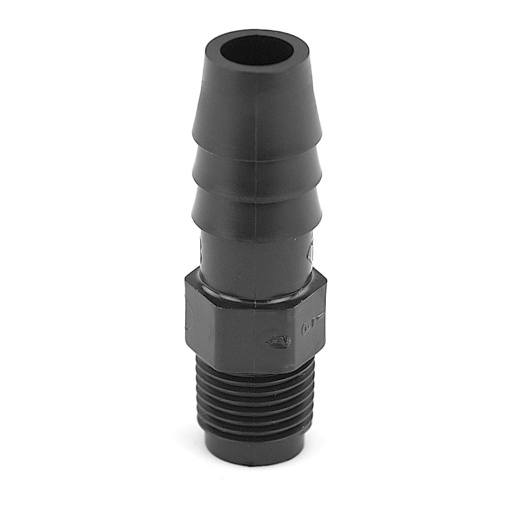 1/8" MNPT x 3/8" Hose ID Black HDPE Adapter