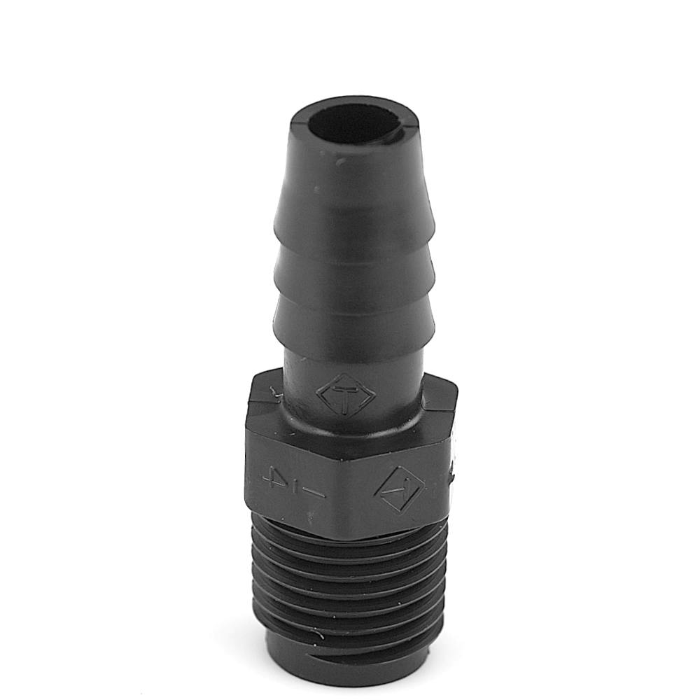 1/4" MNPT x 3/8" Hose ID Black HDPE Adapter