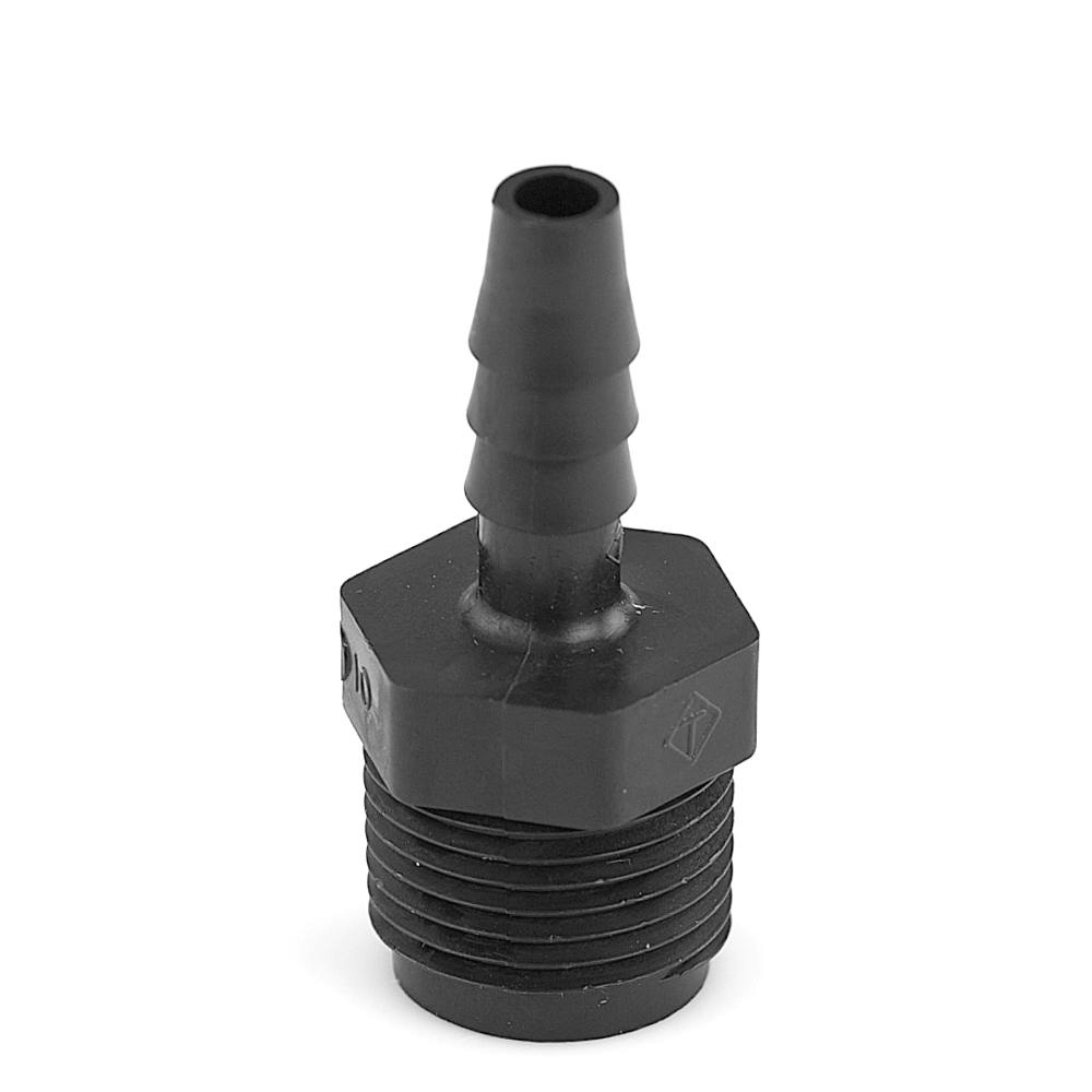3/8" MNPT x 1/4" Hose ID Black HDPE Adapter