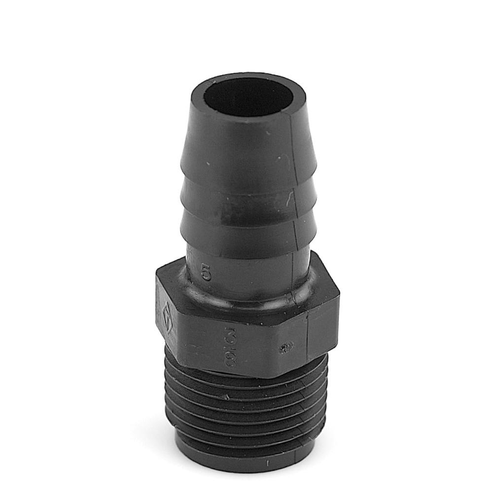 3/8" MNPT x 1/2" Hose ID Black HDPE Adapter