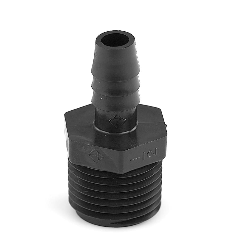 1/2" MNPT x 3/8" Hose ID Black HDPE Adapter