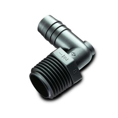 3/8" NPT x 3/8" Hose ID Black HDPE Elbow