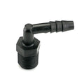 1/4" NPT x 1/4" Hose ID Black HDPE Elbow