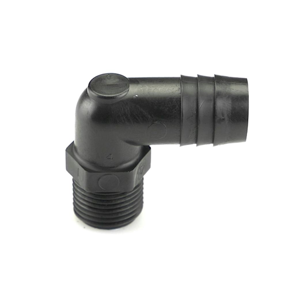 3/8" NPT x 5/8" Hose ID Black HDPE Elbow