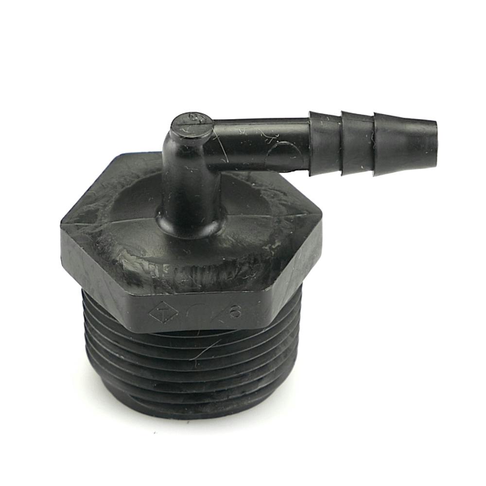 3/4" NPT x 1/4" Hose ID Black HDPE Elbow