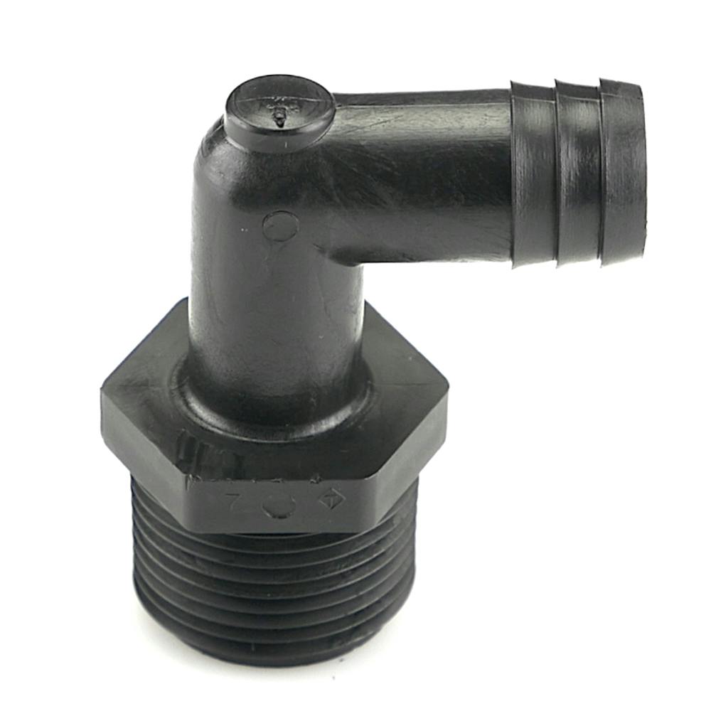 3/4" NPT x 5/8" Hose ID Black HDPE Elbow