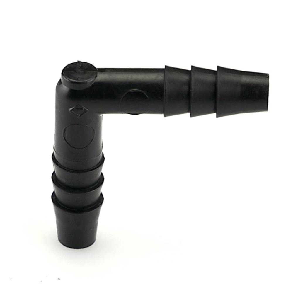 1/4" Hose ID x 1/4" Hose ID Black HDPE Elbow
