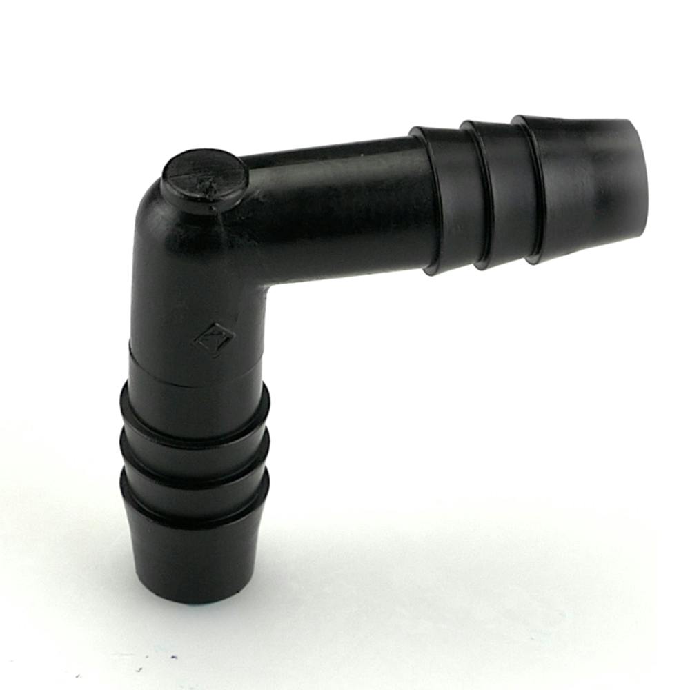 3/8" Hose ID x 3/8" Hose ID Black HDPE Elbow