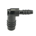 1/2" Hose ID x 1/4" Hose ID Black HDPE Elbow