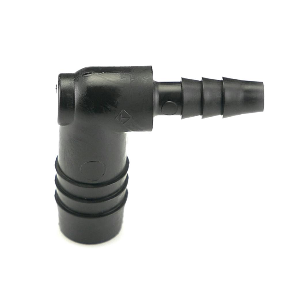 1/2" Hose ID x 1/4" Hose ID Black HDPE Elbow