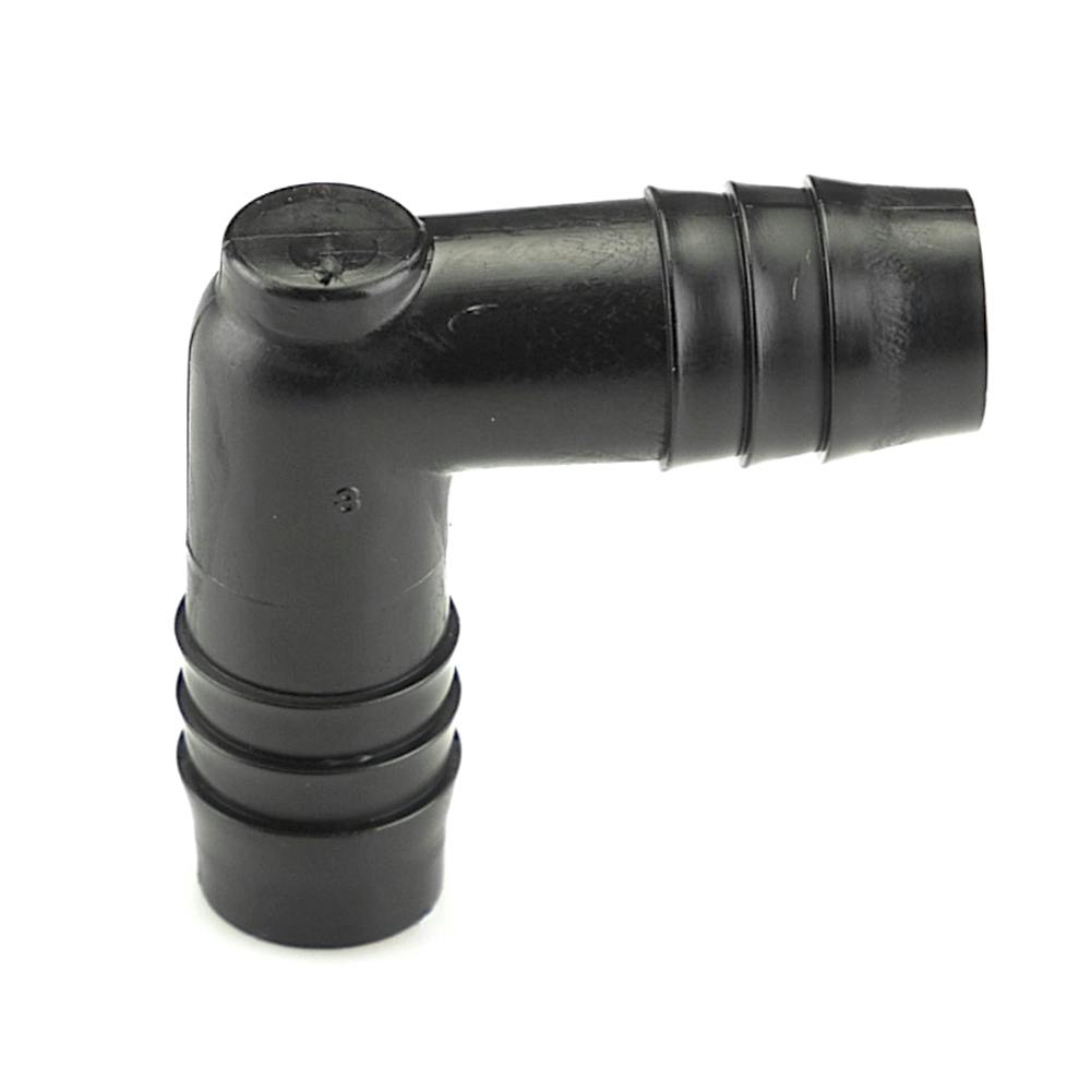 1/2" Hose ID x 1/2" Hose ID Black HDPE Elbow