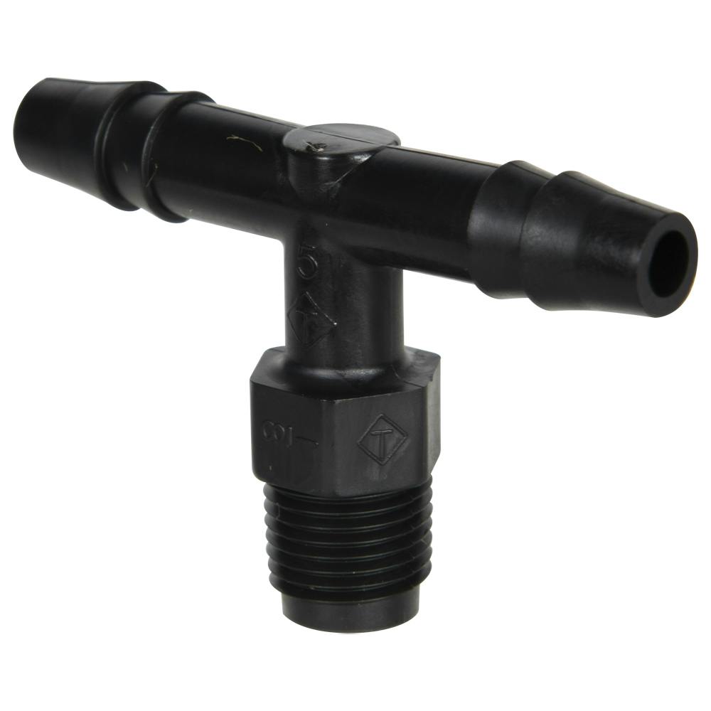 1/8" NPT x 1/4" Hose ID x 1/4" Hose ID Black HDPE Tee