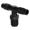 1/4" NPT x 3/8" Hose ID x 3/8" Hose ID Black HDPE Tee