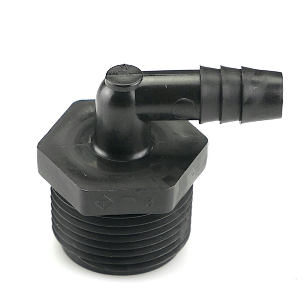 3/4" NPT x 3/8" Hose ID Black HDPE Elbow