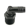 1/2" NPT x 3/4" Hose ID Black HDPE Elbow